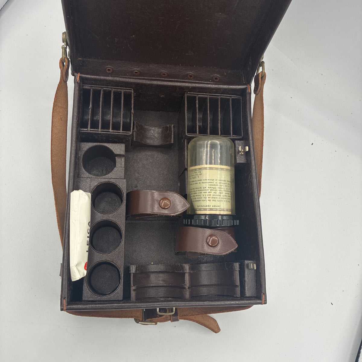 Used Leitz Leica Vintage Lens/Accessory Case with Contents