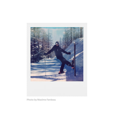 Sample photo shot on Polaroid Color 600 Film — skier in the snow