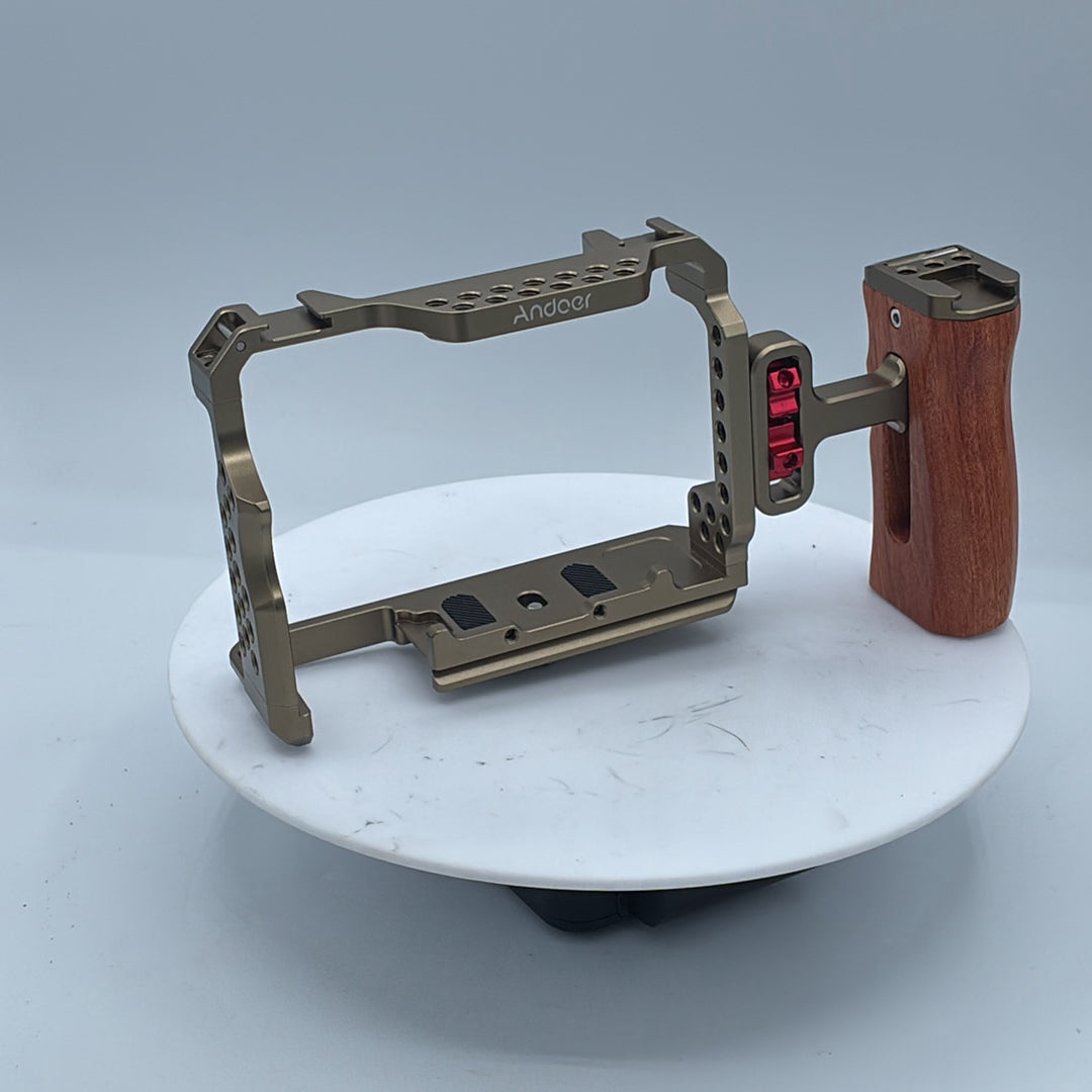 Used Andoer Camera Cage with Wooden Side Handle